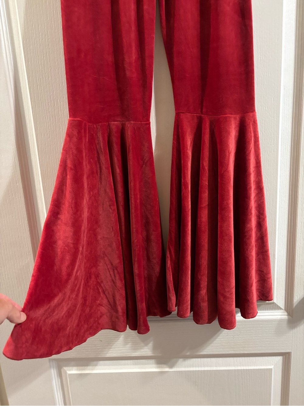 Supersoft stretchy red velvety boho chic flared leggings pants NWOT women’s S - Picture 2 of 7